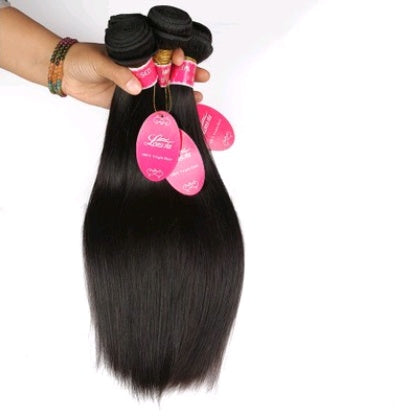 Real Human Hair Straight Wave Extensions – Natural Color Weft Curtain Wig