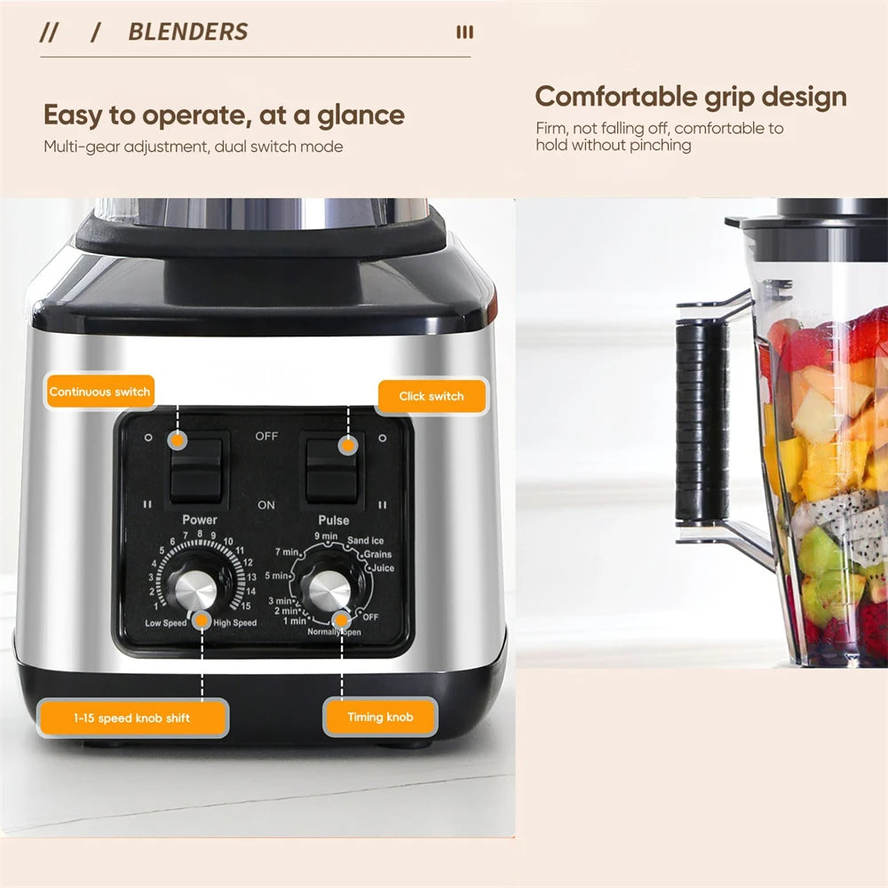 3-in-1 Electric Blender 9500W – Multifunction Juicer, Smoothie Maker and Food Processor with 3L, 1.5L and 0.5L Containers
