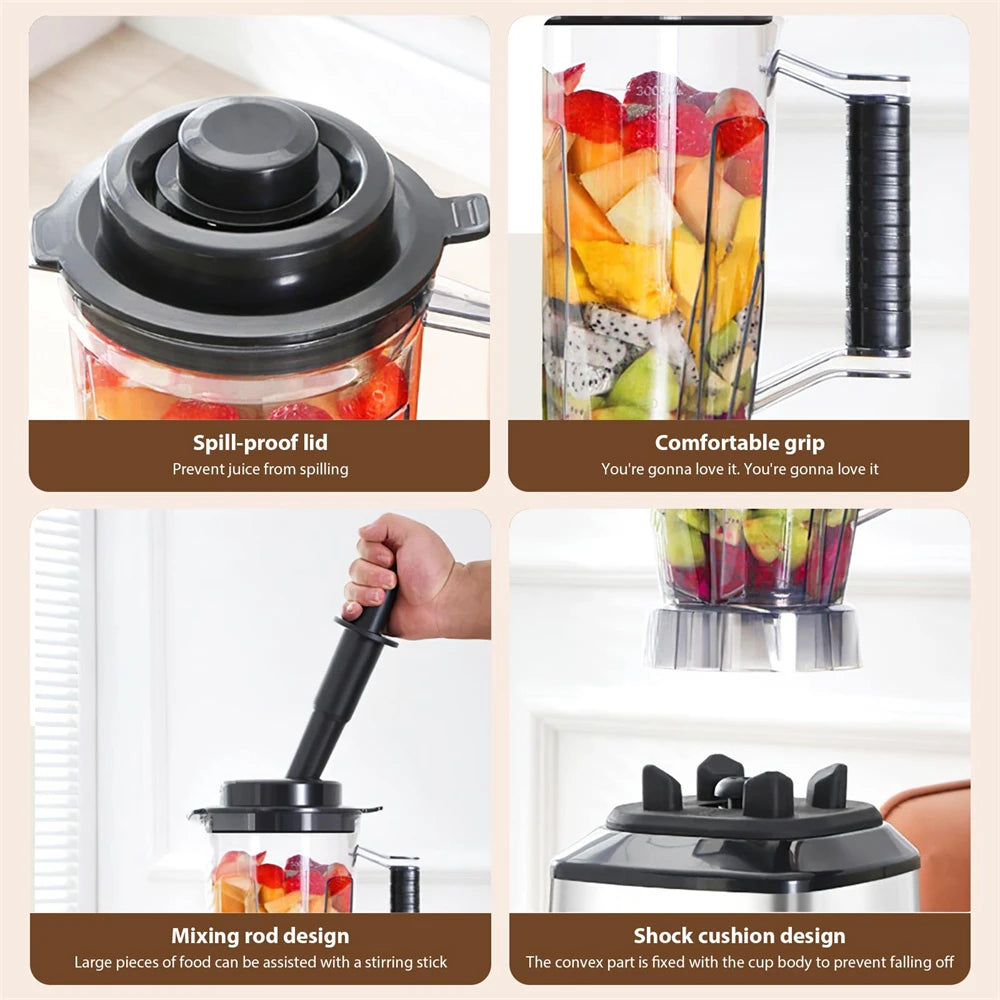 3-in-1 Electric Blender 9500W – Multifunction Juicer, Smoothie Maker and Food Processor with 3L, 1.5L and 0.5L Containers
