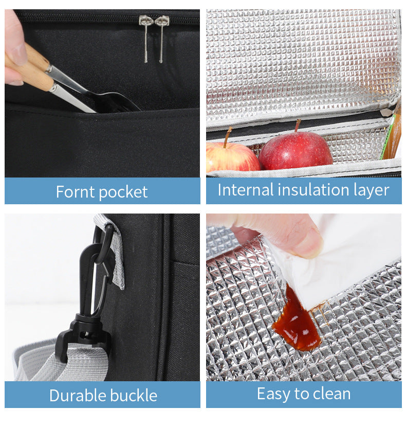 Thermal Insulated Lunch Bag – Waterproof, Thickened, Large Capacity with Adjustable Strap