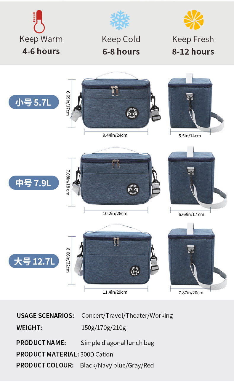 Thermal Insulated Lunch Bag – Waterproof, Thickened, Large Capacity with Adjustable Strap