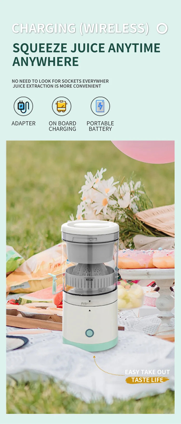 Fully Automatic Fruit Juicer Portable Household Juice Machine with Residue Separation