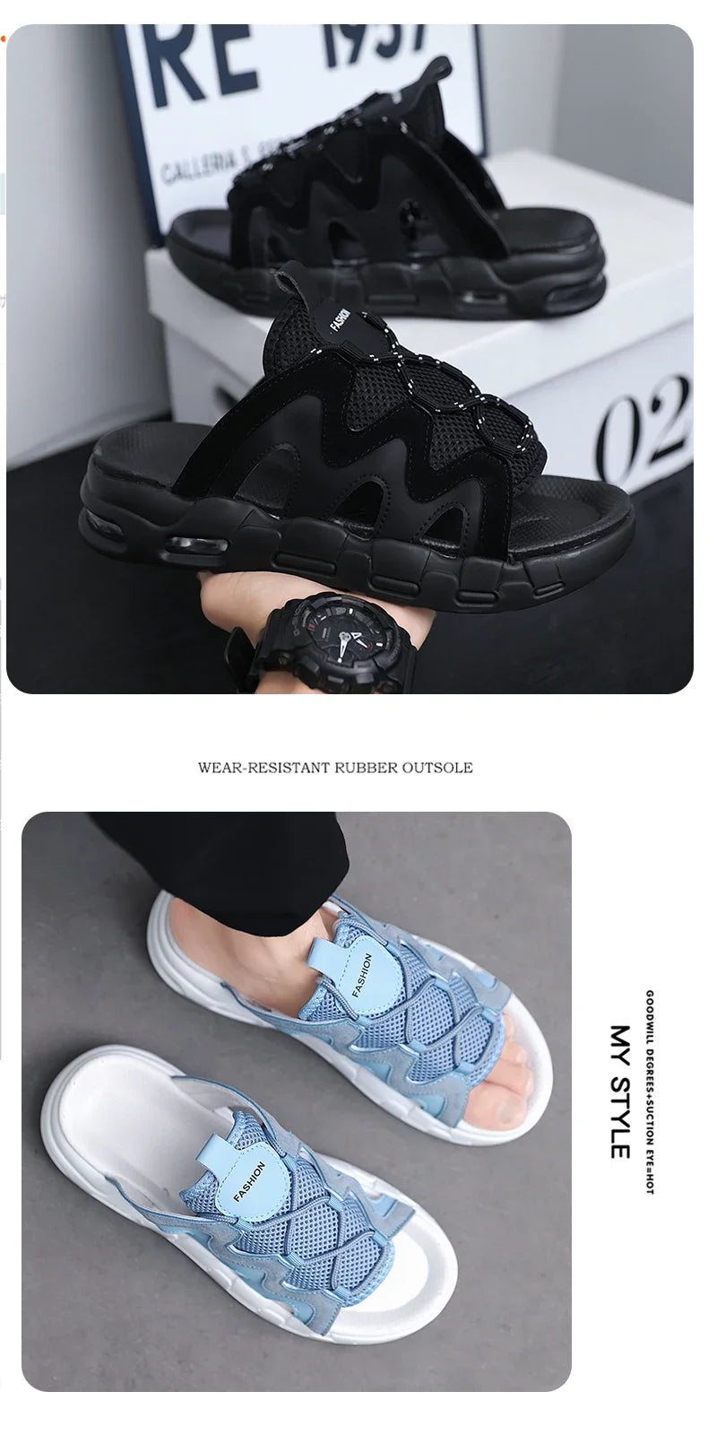 Men’s Summer Beach Slippers – 2024 Non-Slip Slides and Flip Flops for Indoor or Outdoor Wear