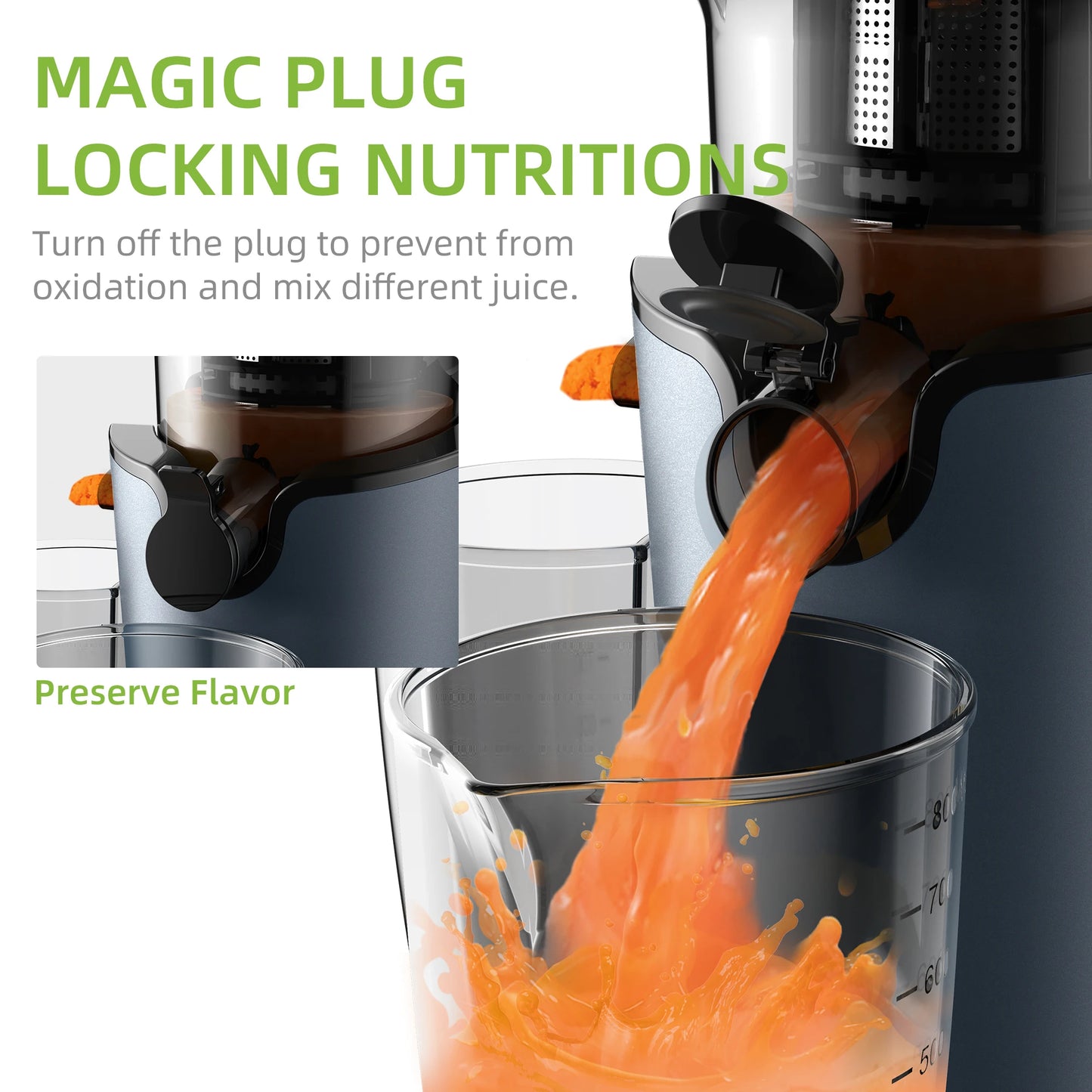 BioloMix Cold Press Juicer – 200W Slow Masticating Juice Extractor with 78mm Wide Feed Chute for Whole Fruits and Vegetables