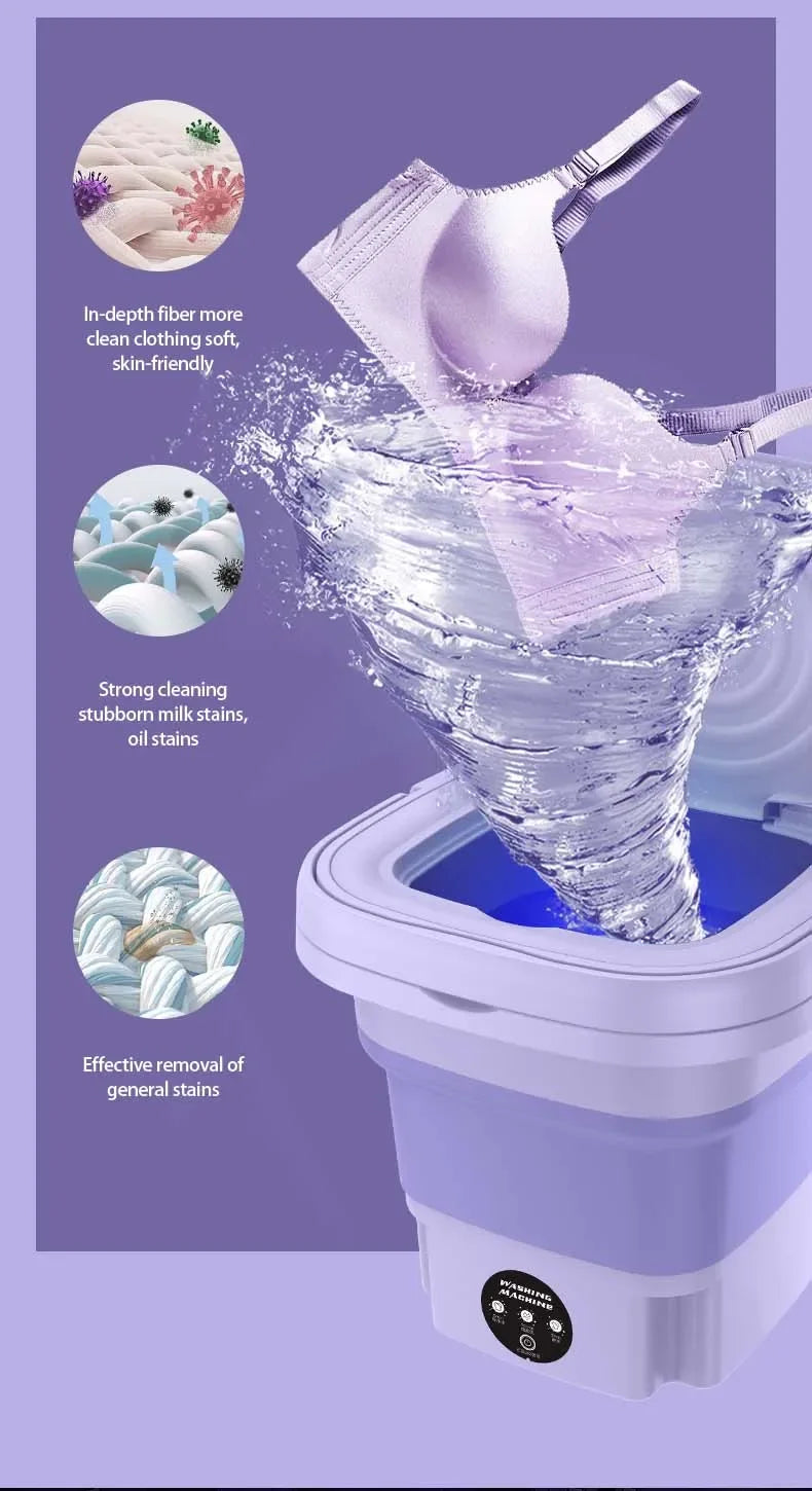 Mini Folding Washing Machine – 8L Portable Laundry Bucket for Dorms & Travel