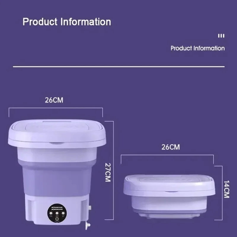 Mini Folding Washing Machine – 8L Portable Laundry Bucket for Dorms & Travel