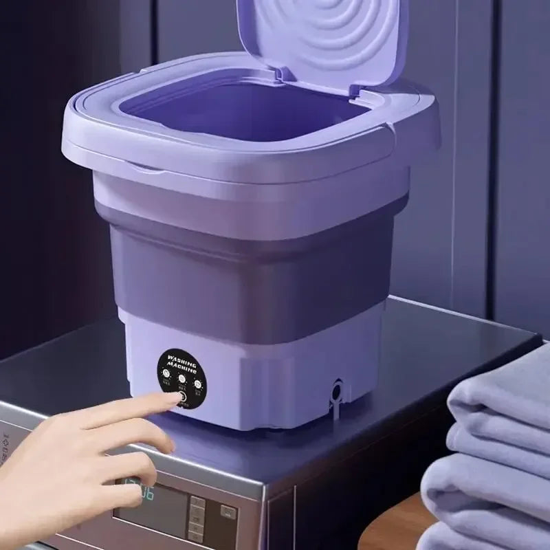 Mini Folding Washing Machine – 8L Portable Laundry Bucket for Dorms & Travel