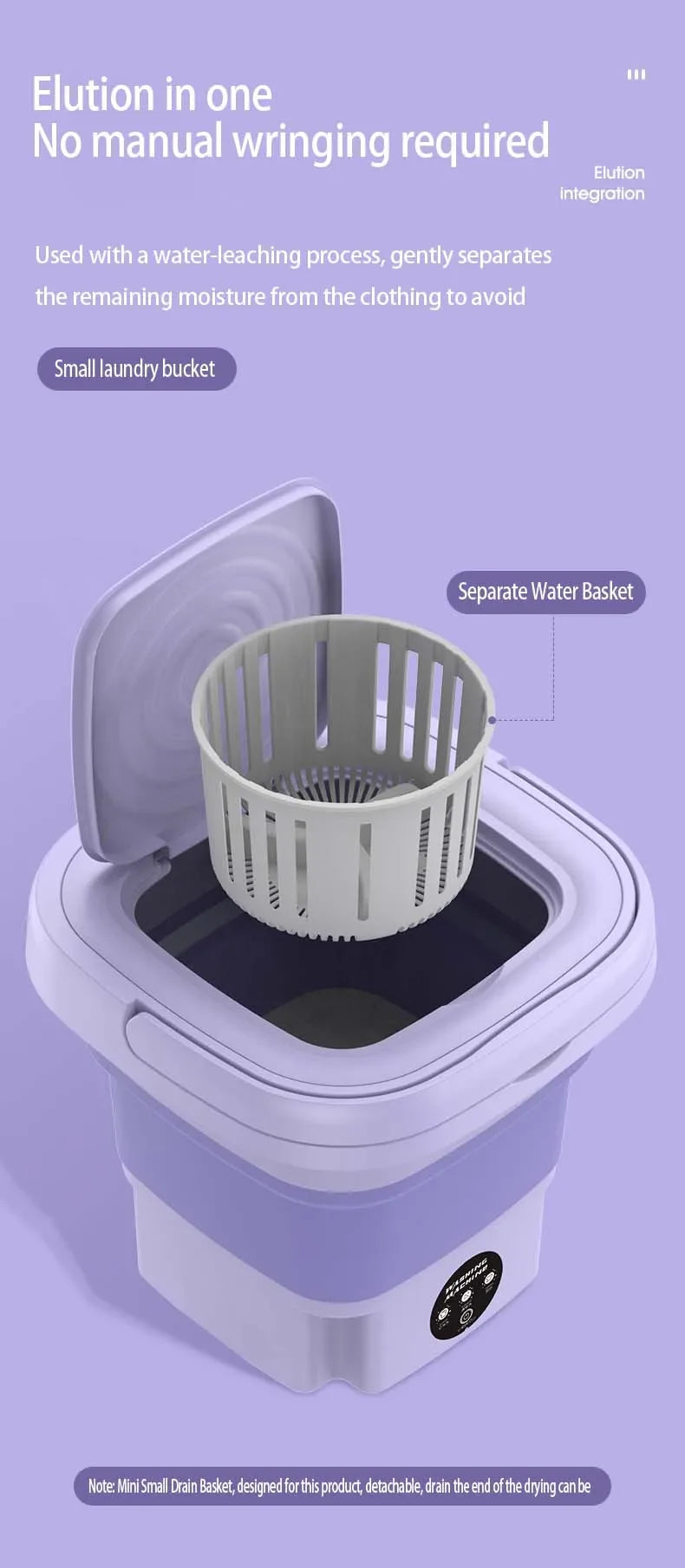 Mini Folding Washing Machine – 8L Portable Laundry Bucket for Dorms & Travel