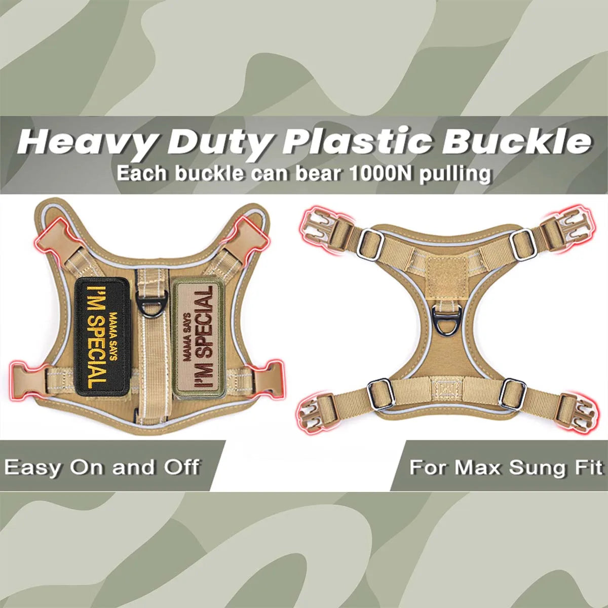 Tactical Dog Harness – Military-Style Vest with Handle & Reflective Straps (Small Dogs)