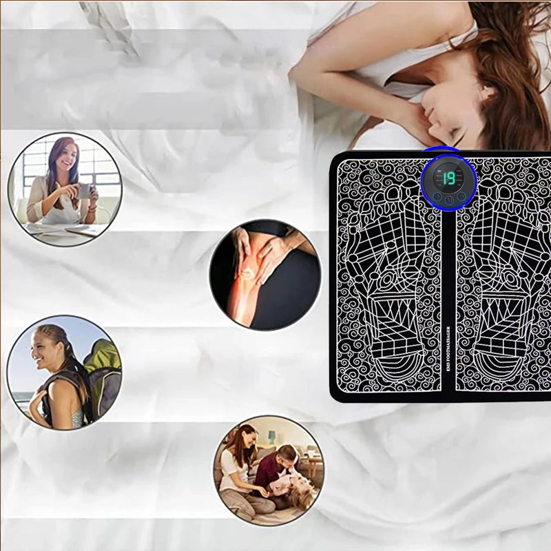 Electric Foot Massager Pad Muscle Stimulator for Pain Relief & Relaxation