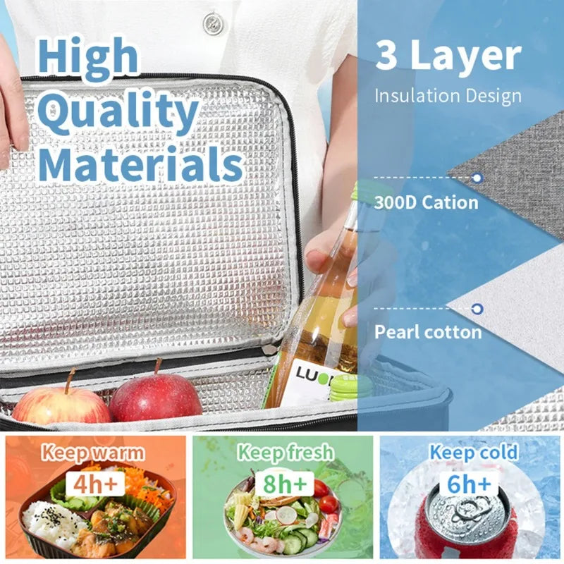 Thermal Insulated Lunch Bag – Waterproof, Thickened, Large Capacity with Adjustable Strap