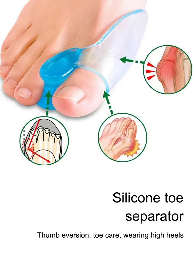 2pc Silicone Toe Splitter Correction Device For Hallux Valgus Large Foot Bone Separation Toe Sleeve Toe Splitter Manicure Tools