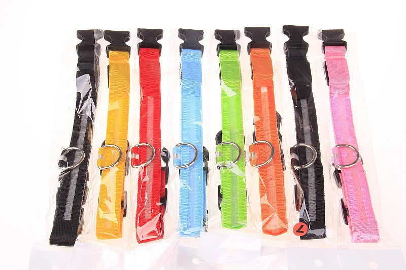 Nylon LED Dog Collar – Night Safety, Glow in the Dark, Luminous & Fluorescent