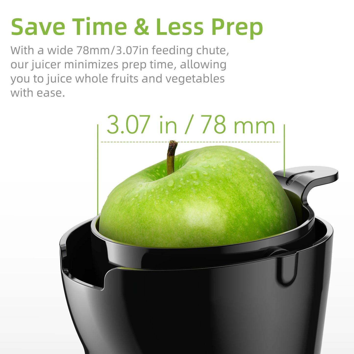 BioloMix Cold Press Juicer – 200W Slow Masticating Juice Extractor with 78mm Wide Feed Chute for Whole Fruits and Vegetables
