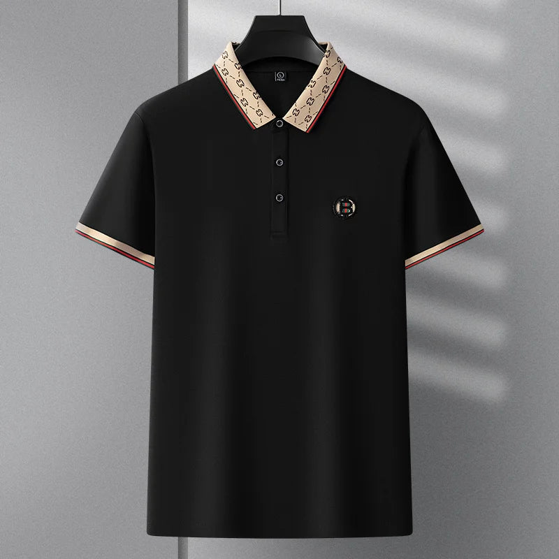 Men’s 2025 Ice Silk Embroidered Polo Shirt – Short Sleeve, High-End Breathable Summer T-Shirt