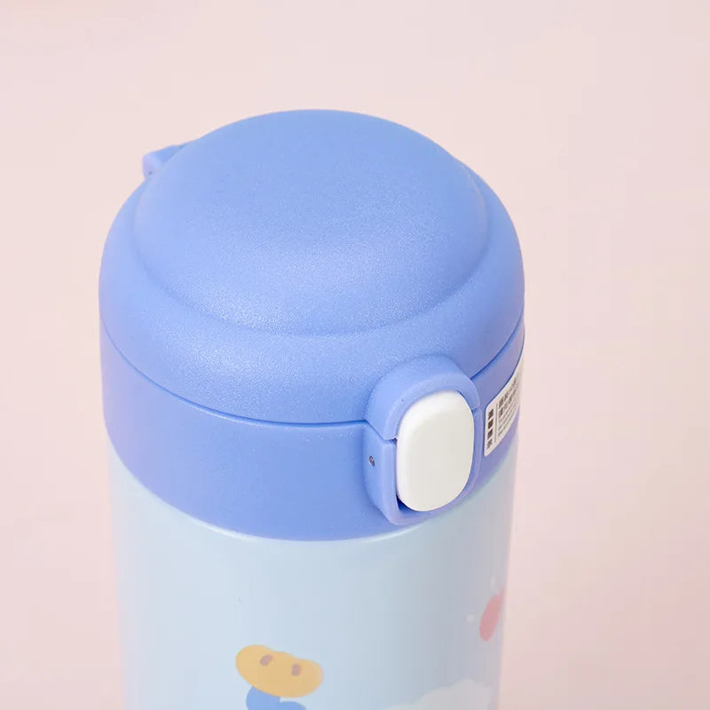 380ML Cute Cartoon Stainless Steel Thermos – Insulated Water Bottle with Straw