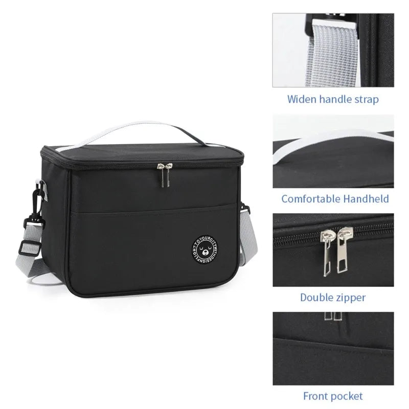 Thermal Insulated Lunch Bag – Waterproof, Thickened, Large Capacity with Adjustable Strap
