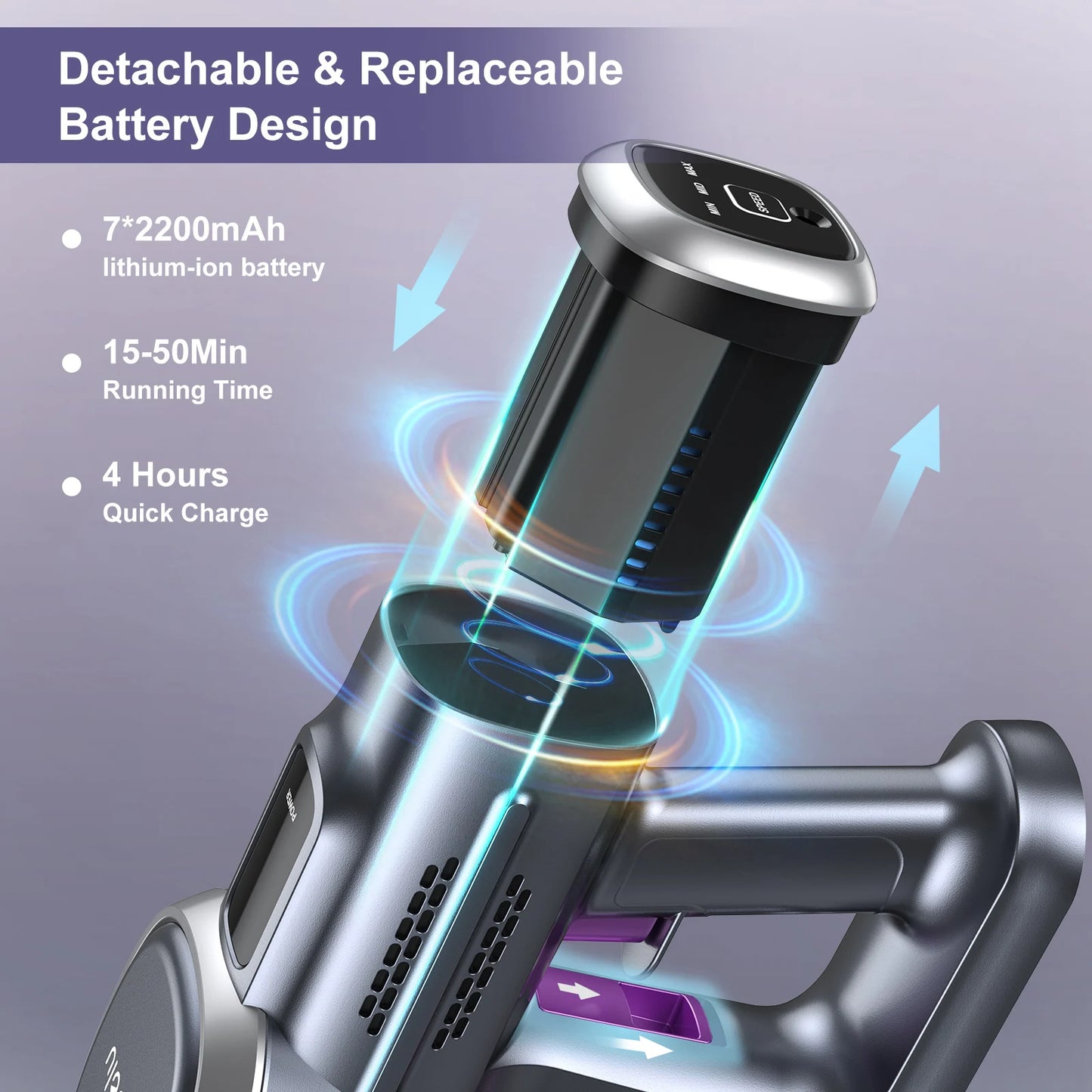 Lubluelu 25000Pa Free-Standing Vacuum Cleaner Powerful Cordless 6 In 1 Stick Vacuum Cleaner For Home Carpet Hard Floor Pet Hair