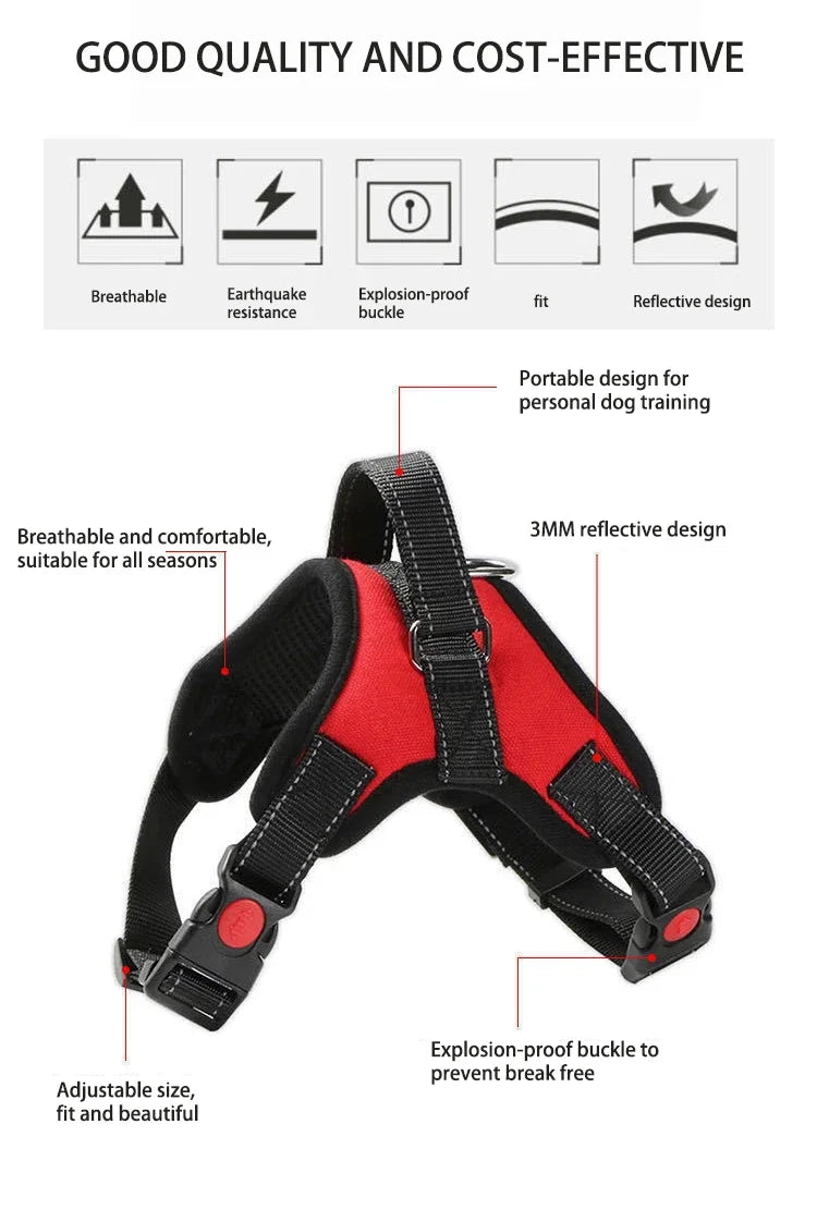 Adjustable Dog Harness – Quick Release, Breathable Nylon Vest for Pets