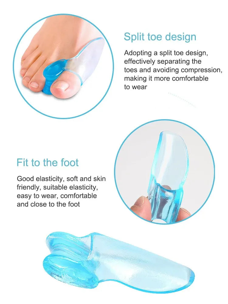2pc Silicone Toe Splitter Correction Device For Hallux Valgus Large Foot Bone Separation Toe Sleeve Toe Splitter Manicure Tools