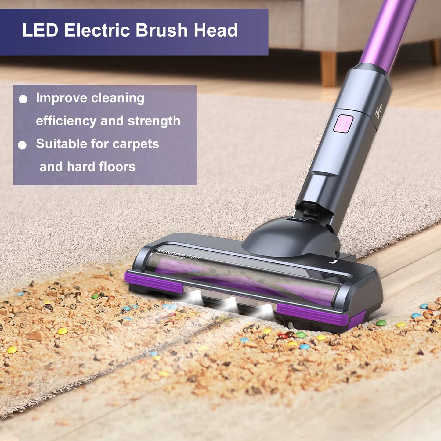 Lubluelu 25000Pa Free-Standing Vacuum Cleaner Powerful Cordless 6 In 1 Stick Vacuum Cleaner For Home Carpet Hard Floor Pet Hair