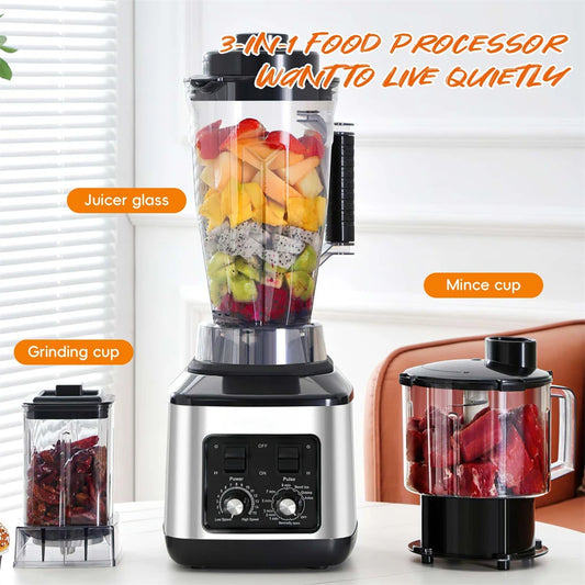3-in-1 Electric Blender 9500W – Multifunction Juicer, Smoothie Maker and Food Processor with 3L, 1.5L and 0.5L Containers
