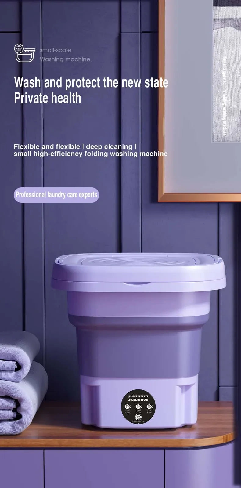 Mini Folding Washing Machine – 8L Portable Laundry Bucket for Dorms & Travel