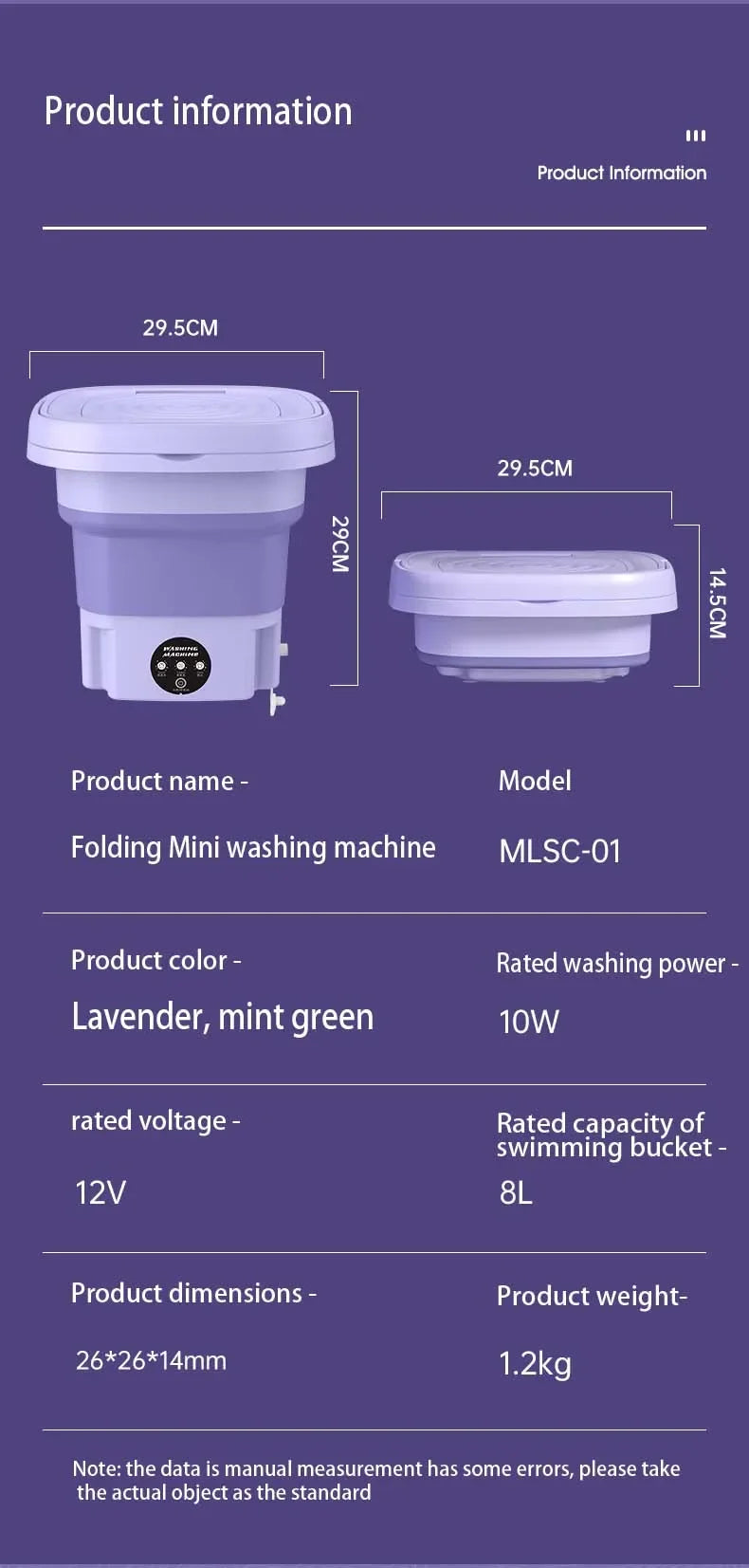 Mini Folding Washing Machine – 8L Portable Laundry Bucket for Dorms & Travel