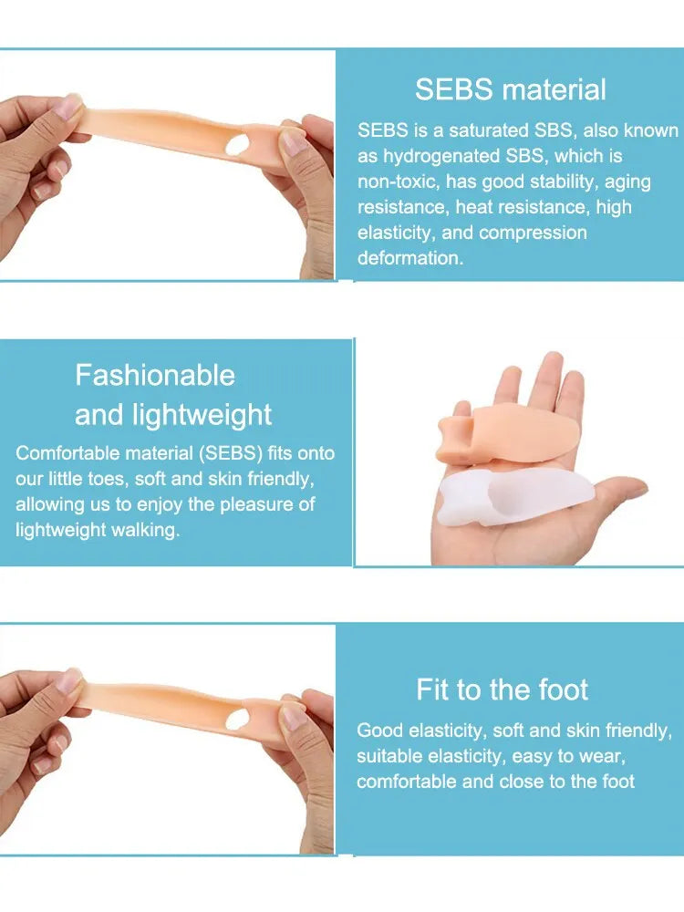 2pc Silicone Toe Splitter Correction Device For Hallux Valgus Large Foot Bone Separation Toe Sleeve Toe Splitter Manicure Tools