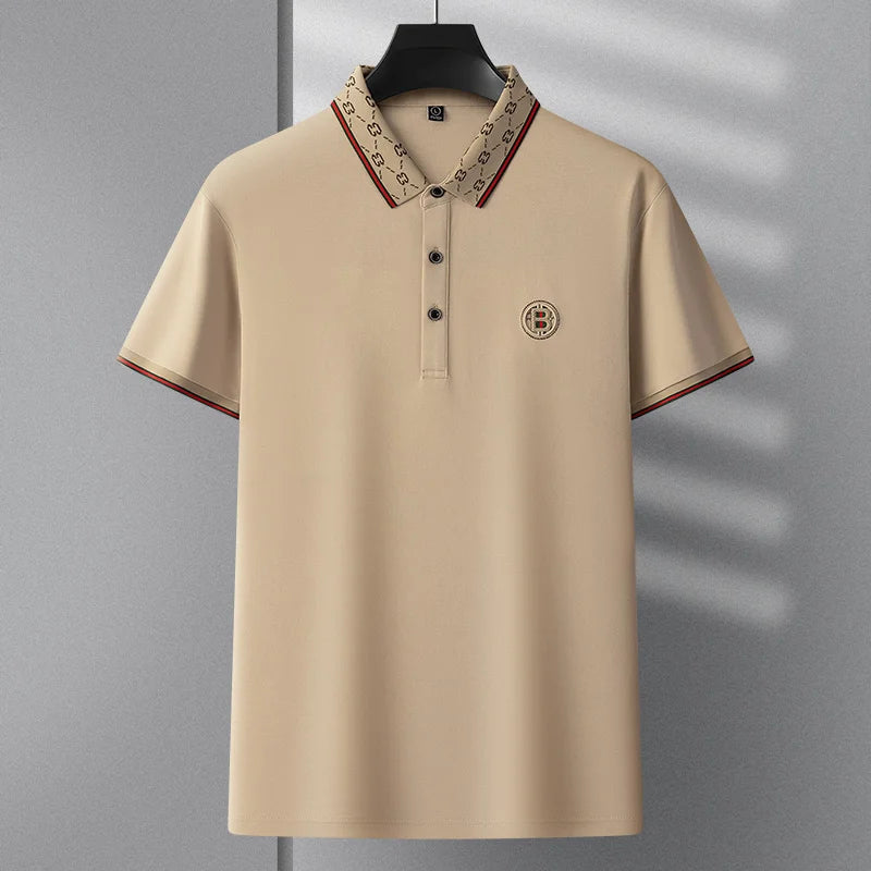 Men’s 2025 Ice Silk Embroidered Polo Shirt – Short Sleeve, High-End Breathable Summer T-Shirt