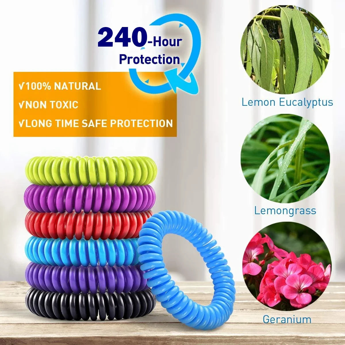 Waterproof Citronella Mosquito Repellent Wristbands β 10 Pack with 6 Patches