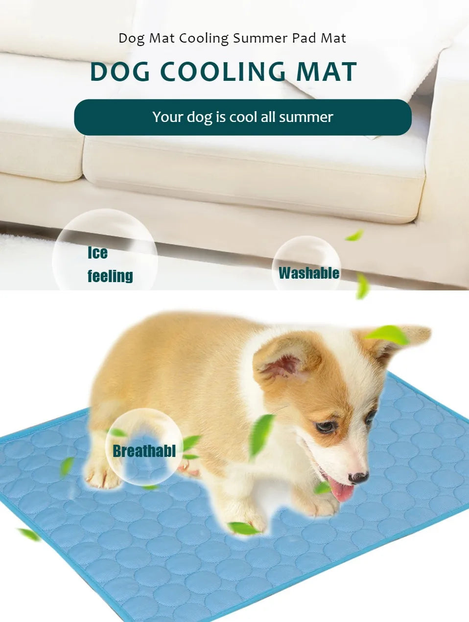 Extra Large Dog Cooling Mat – Summer Cold Bed for Small & Large Dogs, Cats, and Pets