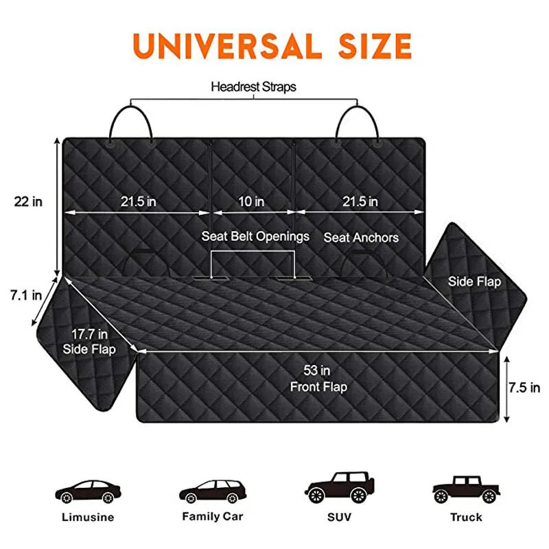 Waterproof Car Dog Seat Cover for Back Seat – Non-Slip Universal Pet Seat Protector and Safety Carrier Mat
