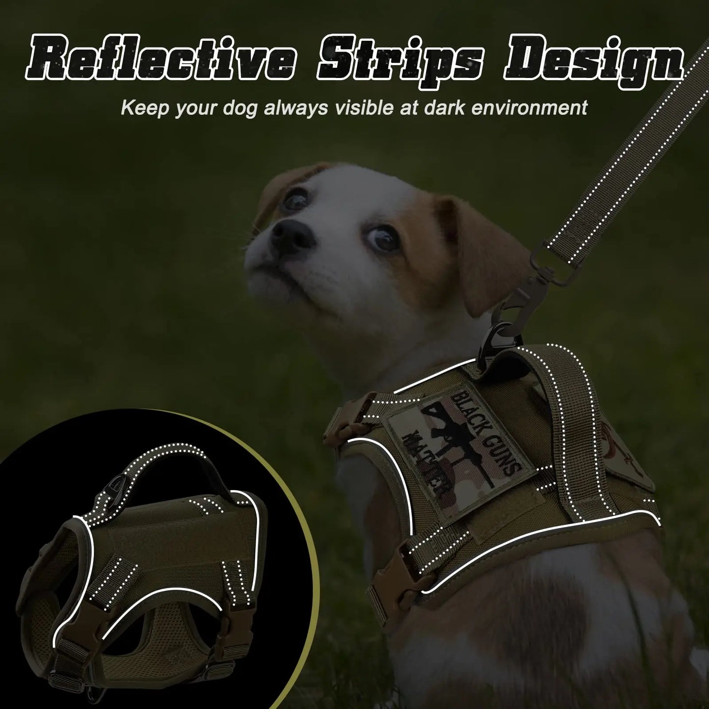 Tactical Dog Harness – Military-Style Vest with Handle & Reflective Straps (Small Dogs)