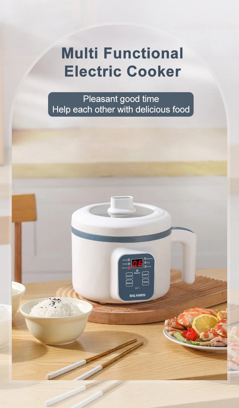 1.7L Electric Rice Cooker – Non-Stick Multi Cooker with Steamer, Smart Mechanical Controls, 220V