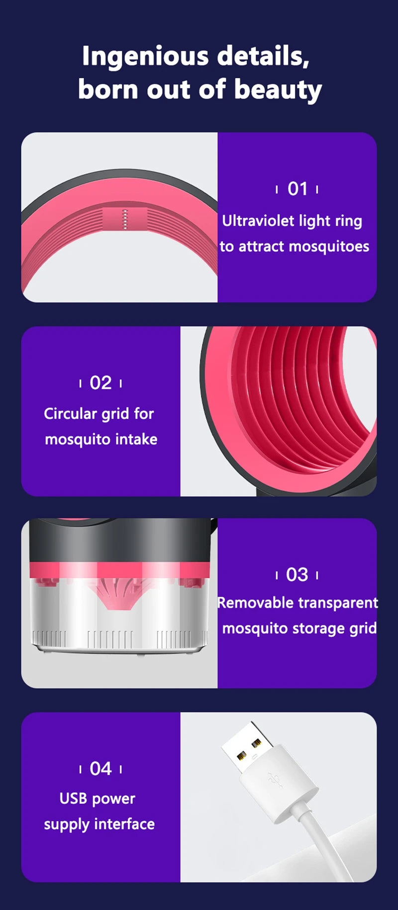 Ion Purification Mosquito Killer Lamp – Portable Mini USB Rechargeable