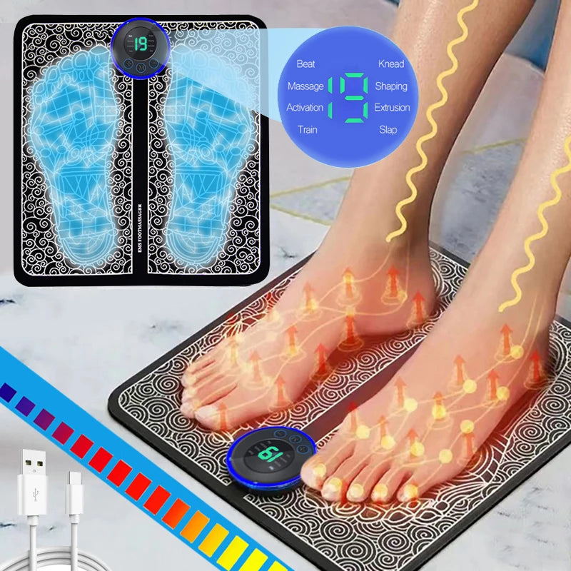 Electric Foot Massager Pad Muscle Stimulator for Pain Relief & Relaxation