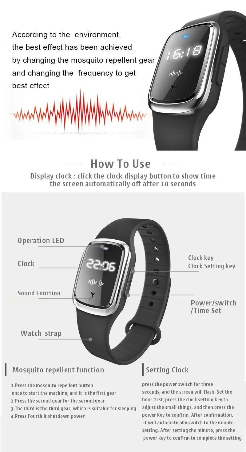 Anti-Mosquito Wristband – Ultrasonic Protection