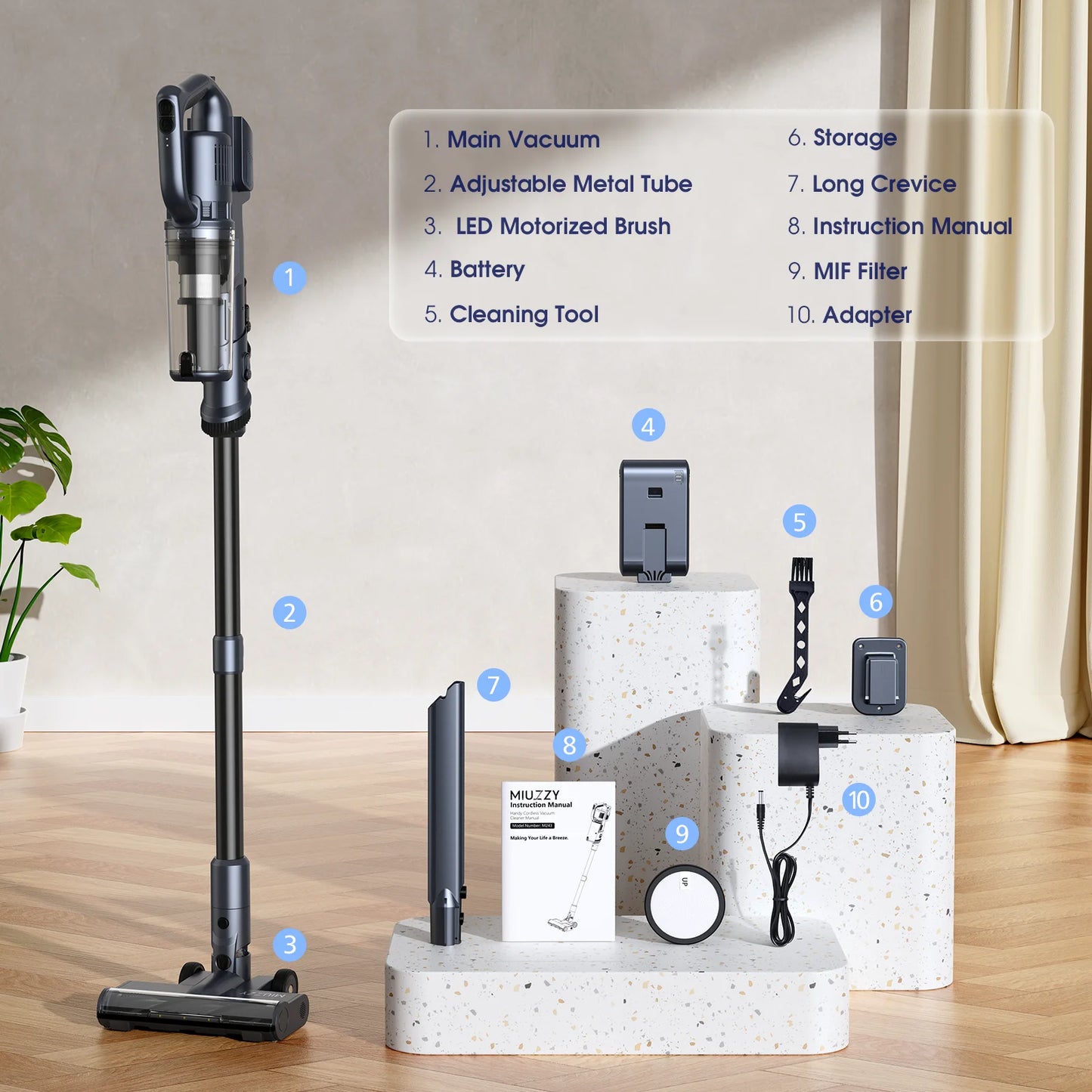 M243 Wireless Floor Vacuum – 25kPa Powerful Suction