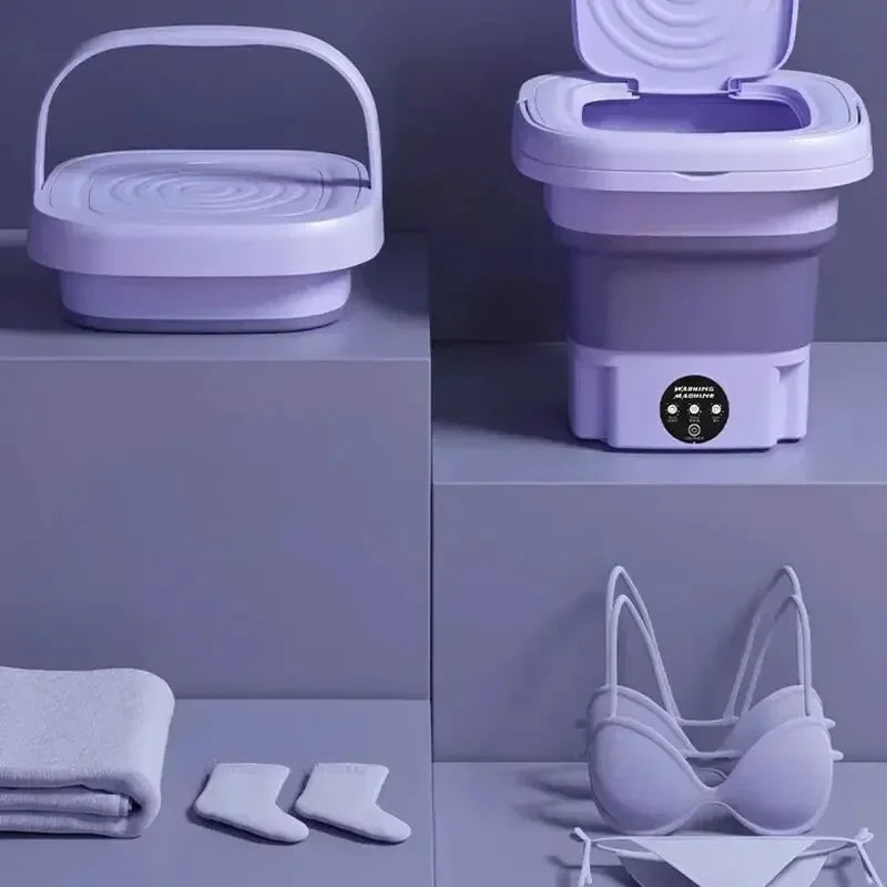 Mini Folding Washing Machine – 8L Portable Laundry Bucket for Dorms & Travel