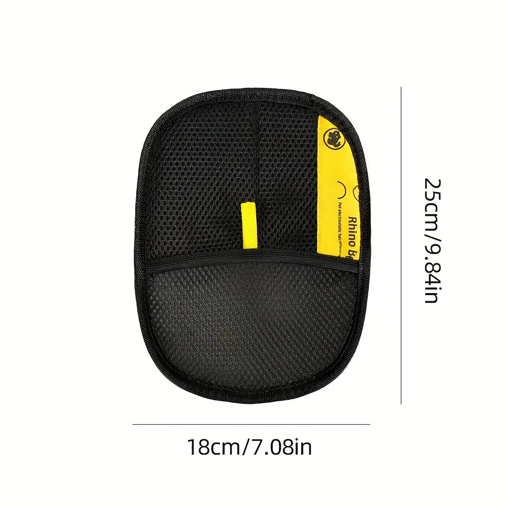 Upgraded Large Pet Hair Removal Gloves – Black Cat & Dog Grooming Mitts with Yellow Trim