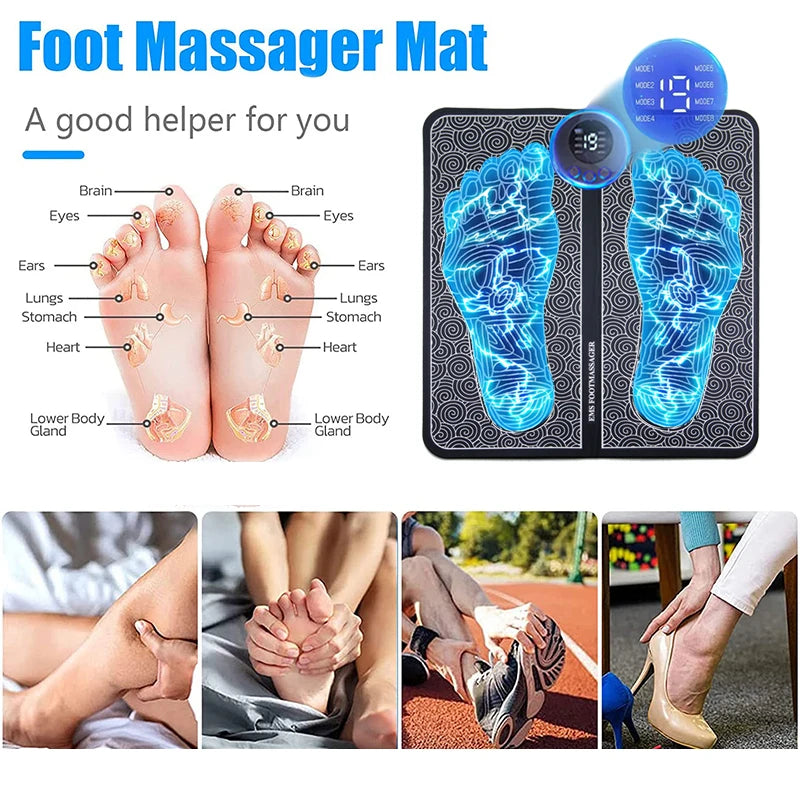 Electric Foot Massager Pad Muscle Stimulator for Pain Relief & Relaxation