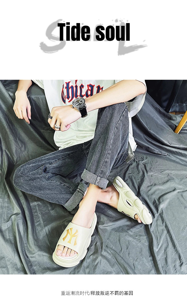 Men’s Platform EVA Slippers – Thick-Soled Non-Slip Indoor Outdoor Slides & Fashion Flip Flops
