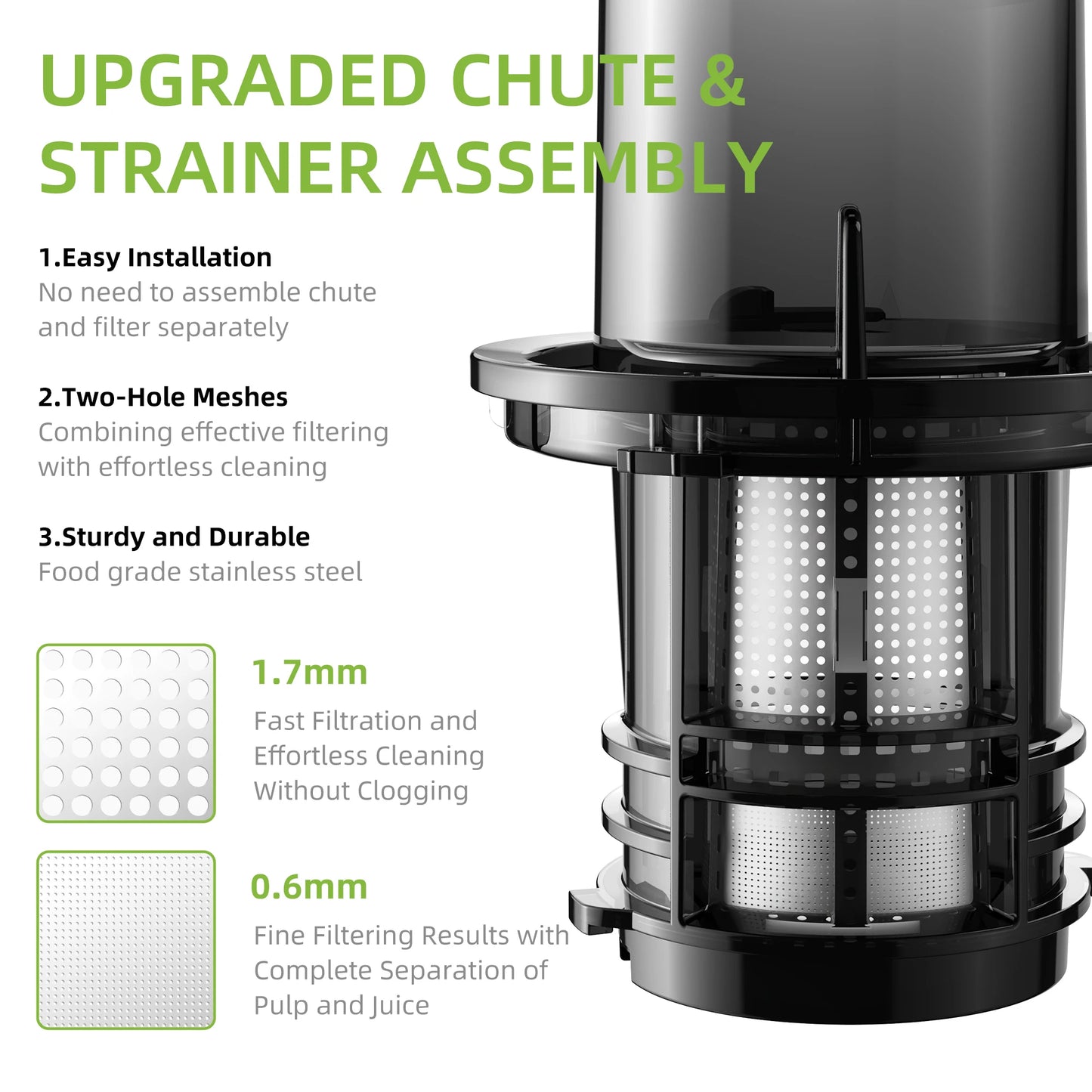 BioloMix Cold Press Juicer – 200W Slow Masticating Juice Extractor with 78mm Wide Feed Chute for Whole Fruits and Vegetables
