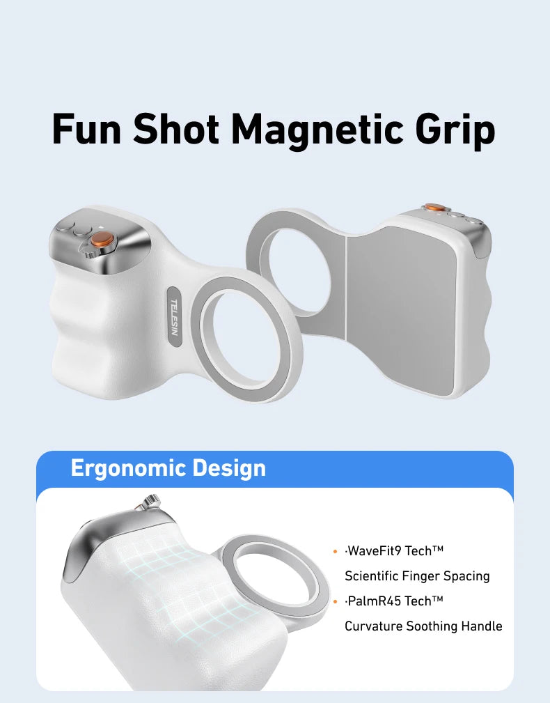 TELESIN Magnetic Phone Camera Grip with Remote – Shooting Handle for iPhone, Huawei & Samsung