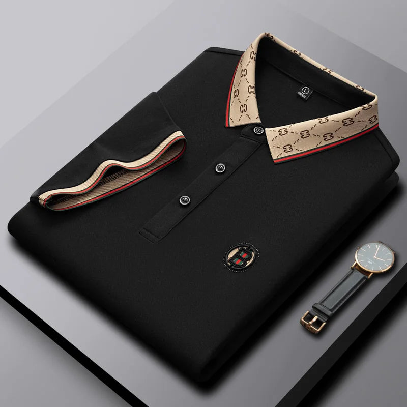 Men’s 2025 Ice Silk Embroidered Polo Shirt – Short Sleeve, High-End Breathable Summer T-Shirt