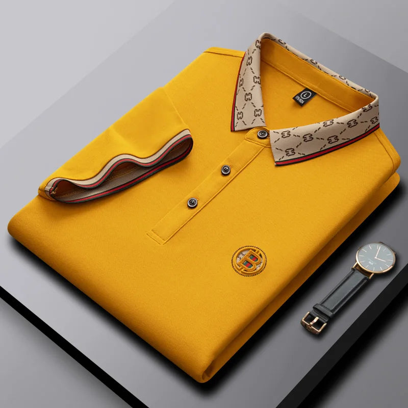 Men’s 2025 Ice Silk Embroidered Polo Shirt – Short Sleeve, High-End Breathable Summer T-Shirt