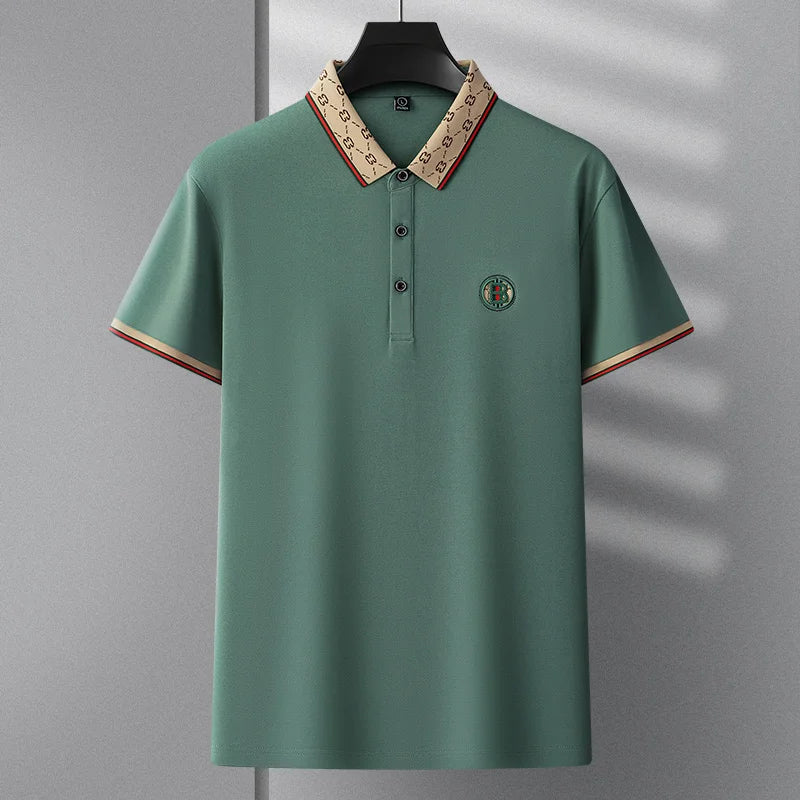 Men’s 2025 Ice Silk Embroidered Polo Shirt – Short Sleeve, High-End Breathable Summer T-Shirt