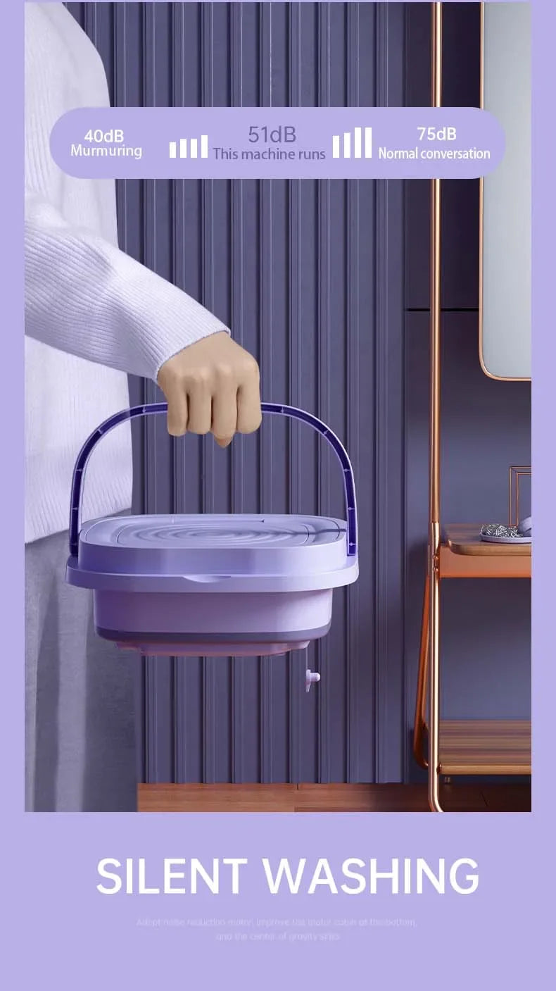 Mini Folding Washing Machine – 8L Portable Laundry Bucket for Dorms & Travel