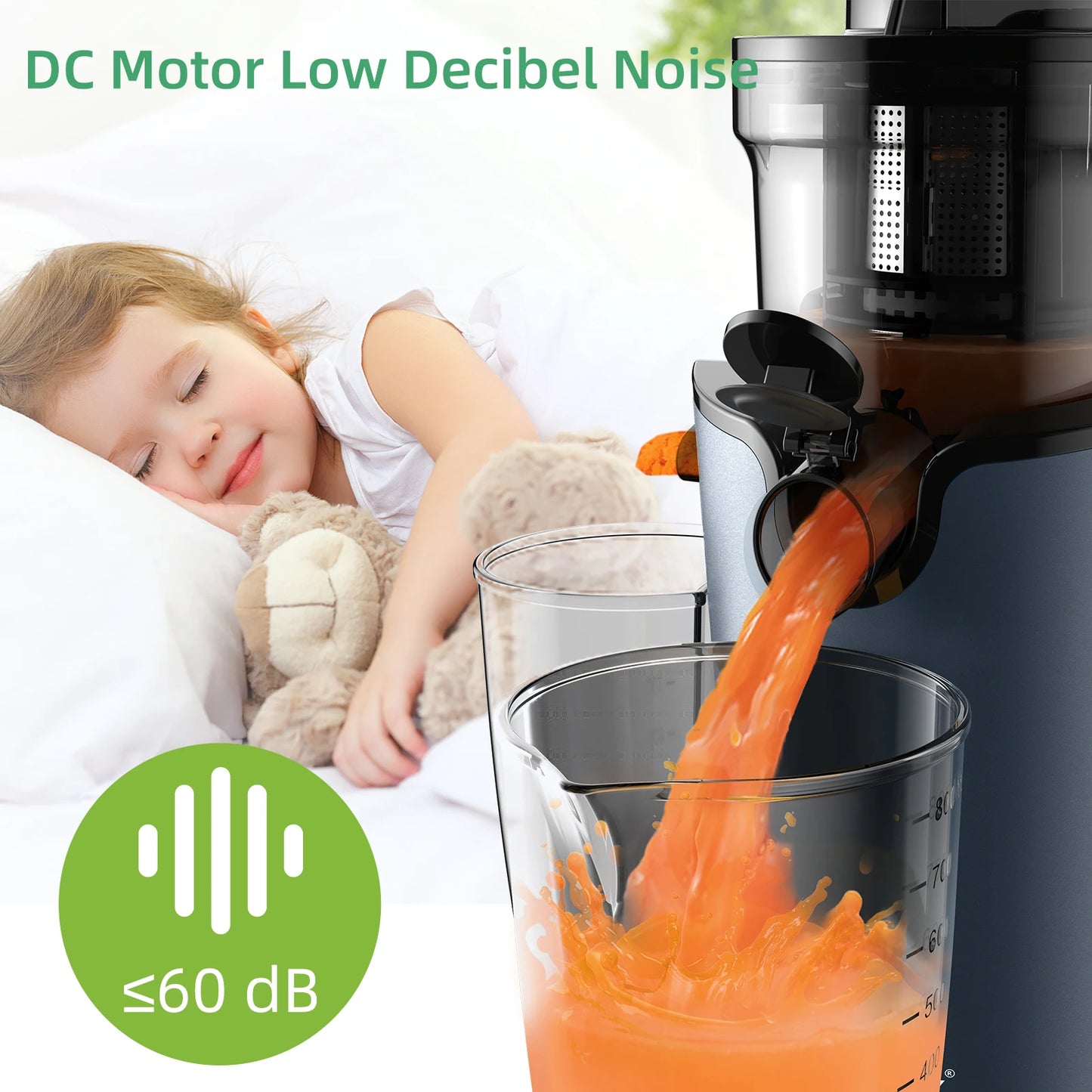 BioloMix Cold Press Juicer – 200W Slow Masticating Juice Extractor with 78mm Wide Feed Chute for Whole Fruits and Vegetables